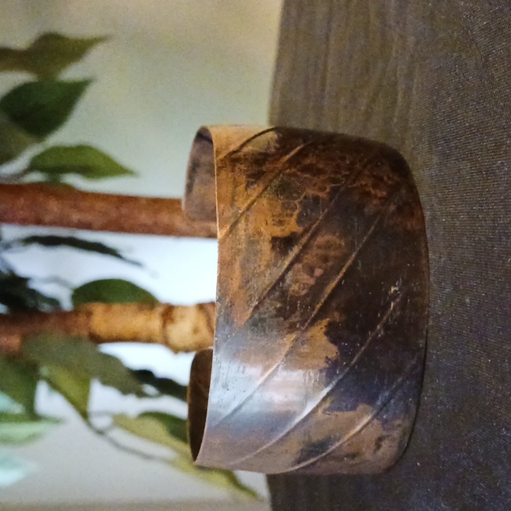 Vintage Copper Wide Bangle Bracelet Boho Statement Cuff Retro Artisan Jewelry